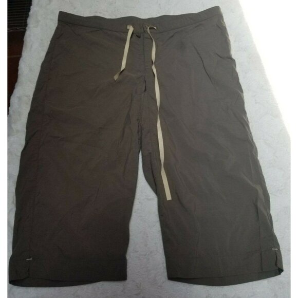 Athleta Womens Activewear Cropped Capri Pants Button Fly Drawstring Medium Brown - Picture 1 of 6